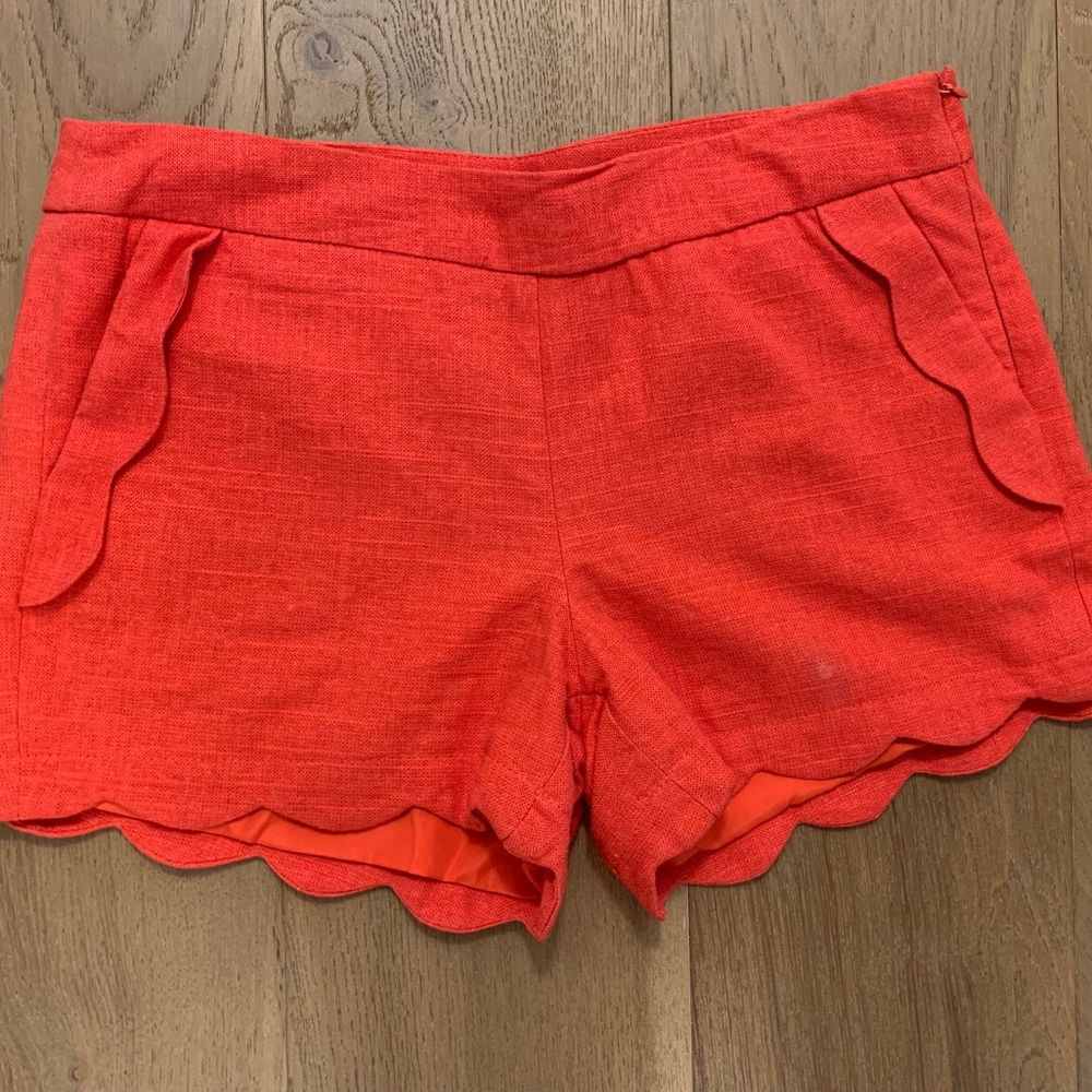 Red scalloped shorts